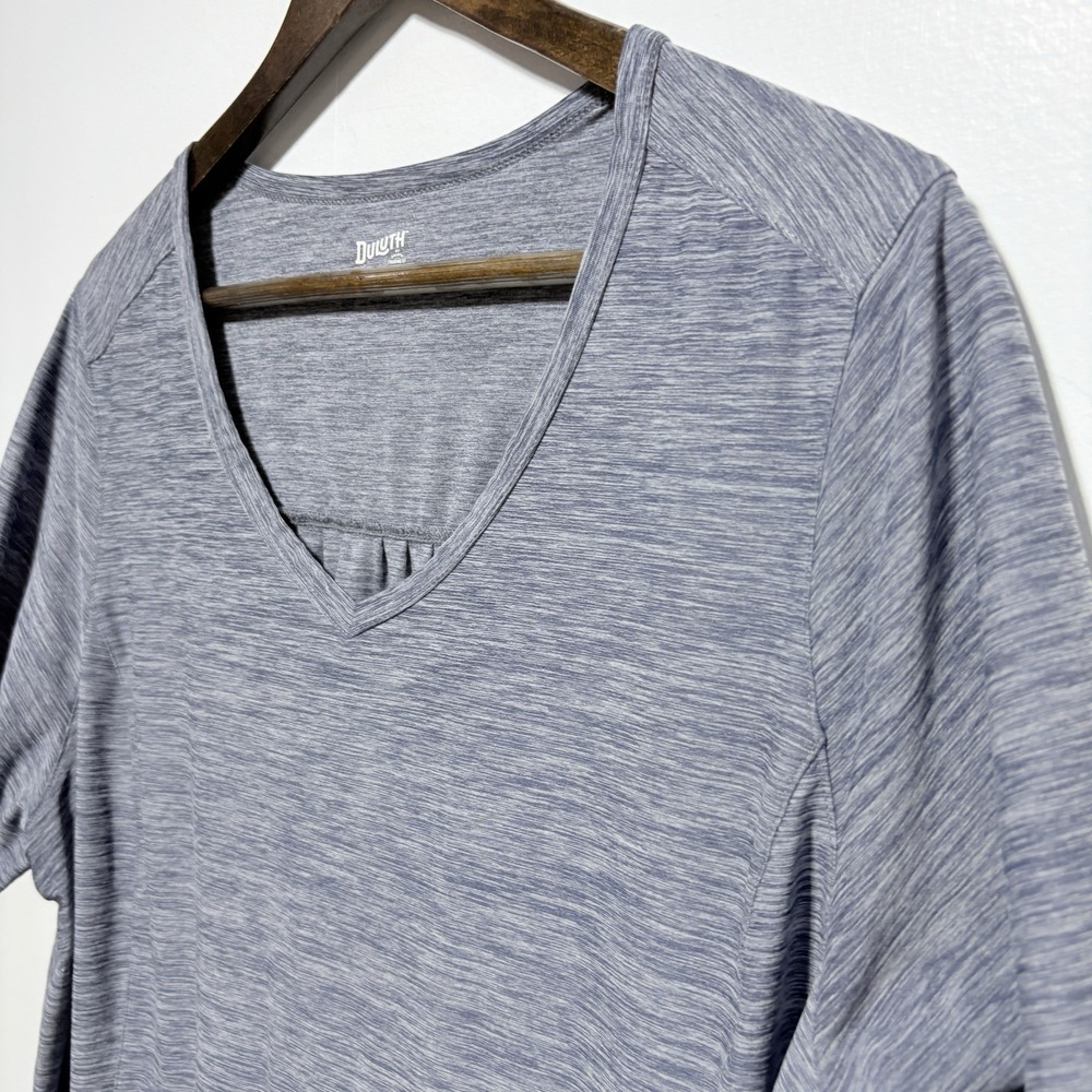 Duluth Trading TShirt Womens 2X Gray Stretch Active V Neck Short Sleeve Relaxed - Picture 3 of 9